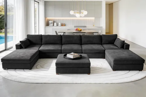 Vista 22 de 113" sofá seccional modular de gran tamaño del asiento profundo, sofá