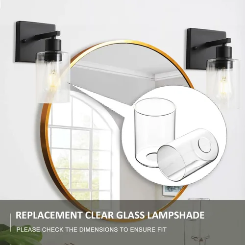Vista 5 de Pantalla de cristal transparente, pantalla de cristal cilíndrica, pantalla de repuesto para accesorios de iluminación, ventiladores de techo