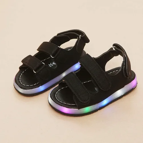 Vista 3 de Moonker Zapatos para niños niños y niñas sandalias deportivas de verano iluminadas con luz LED zapatos planos luminosos de 1 a 6 años Marrón 0-6