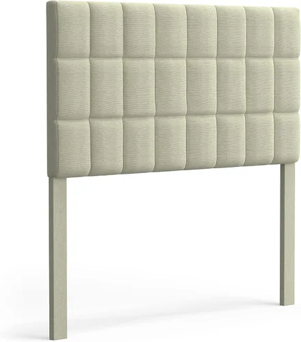 Vista 6 de Glenwillow Home Varia - Cabecera tapizada con panel de 26 pulgadas de alto, acolchado cuadrado de 3 filas, tamaño matrimonial, color beige