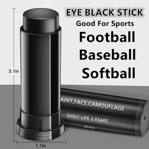 Vista 3 de Go Ho Palo negro para deportes, pintura facial negra fácil de colorear, fútbol negro ojo/béisbol/sóftbol/lacrosse, hipoalergénico, antirreflejos
