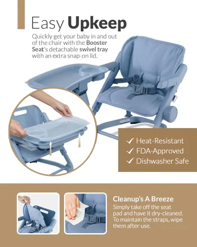 Vista 4 de Feed Me - Asiento elevador de silla alta de viaje 3 en 1 para bebés y niños pequeños, de transición, compacto y se adapta a cualquier silla, bandeja