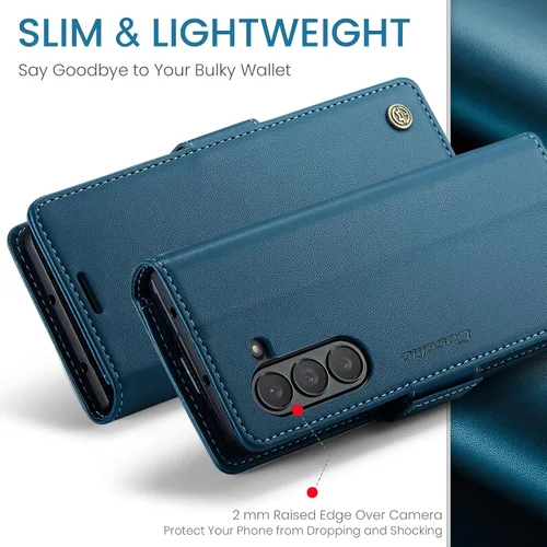 Vista 3 de Funda para Samsung Galaxy Z Fold 5 (2023), funda de piel sintética tipo cartera con tarjetero con bloqueo RFID, función atril, a prueba de golpes