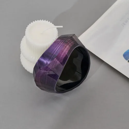Vista 2 de Pulsera de resina acrílica de moda para mujer, gruesa y transparente, con placa moteada de acetato