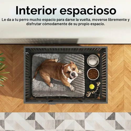 Vista 6 de HIWOKK Jaula para perros indestructible de alta resistencia de 38 pulgadas, a prueba de mordidas, doble puerta a prueba de escapes, jaula grande