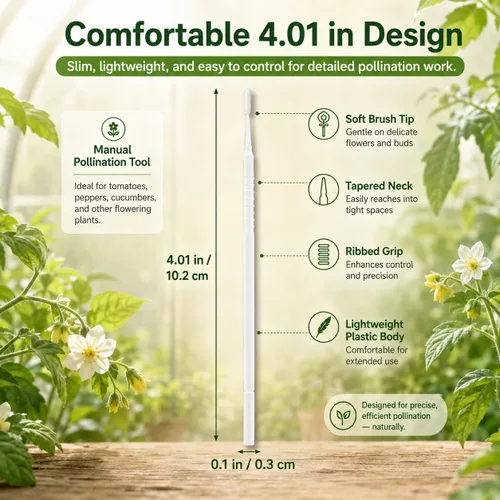 Vista 3 de Toddmomy Paquete de 20 herramientas polinizadoras de árboles frutales, cepillo manual de polinización manual para tomates y pimientos, varita suave