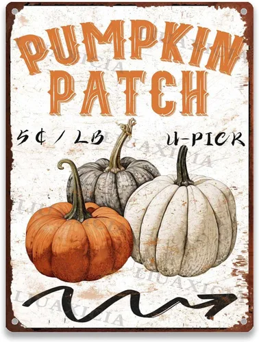 Vista 11 de Letrero de metal con diseño de calabaza, Día de Acción de Gracias, regalo para amantes de la decoración, arte de 8.00 x 12.00 pulgadas