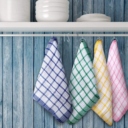 Vista 7 de Boao 12 paños de cocina de algodón, 4 colores, cuadrados, 12 x 12 pulgadas, absorbentes, reutilizables, lavables a máquina, suministros de cocina
