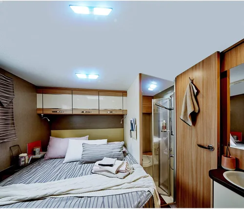 Vista 3 de BlueFire 1 paquete de 1 luz LED superbrillante de CC de 12 V para techo de caravana, luz interior de doble cúpula con interruptor