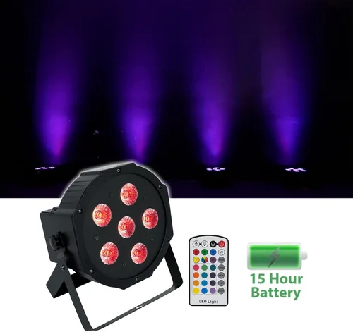Vista 2 de 8 Rockville Batería PAR 6RF recargable RGBWA+UV Wireless DMX Lights+RF Remotes