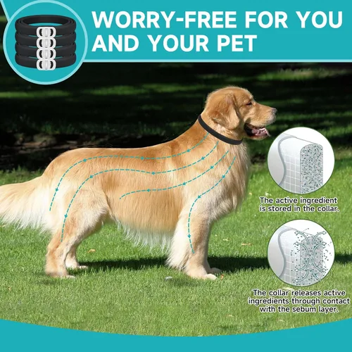 Vista 4 de Prevención de pulgas y garrapatas para perros, paquete de 4 collares