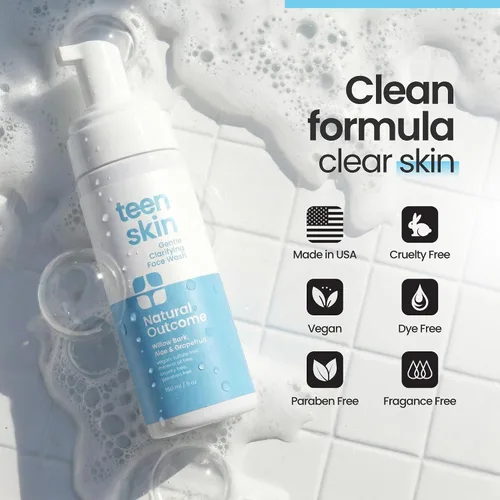 Vista 5 de Natural Outcome Jabón Facial para Adolescentes Loción Limpiadora Facial Diaria de Espuma Suave para Niños y Niñas Ingredientes Naturales No