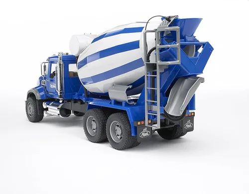 Vista 2 de Camión Mack mezclador de cemento y granito marca Bruder Escala 1:16, ventanas delanteras y traseras, fabricadas en Alemania, mayores de 4 años