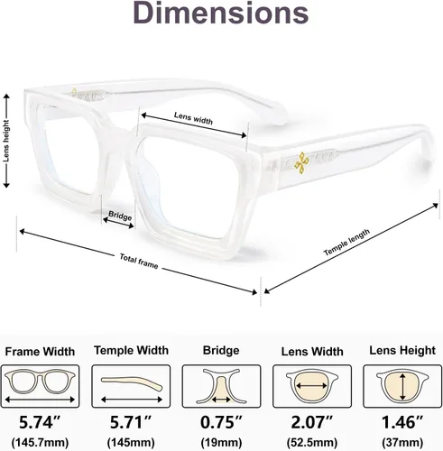 Vista 7 de VISOONE Rectángulo TR90 UV400 - Gafas antirreflejos para computadora Alyssum Blanco