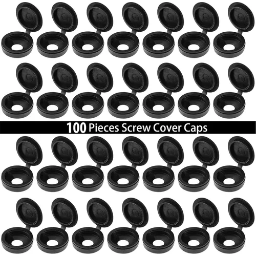 Vista 5 de Hotop 100 Piezas de Tapas de Tornillo con Bisagras de Plástico, Tapas de Rosca Plegables, Tapas de Arandela Abatibles (Pequeño, Negro)