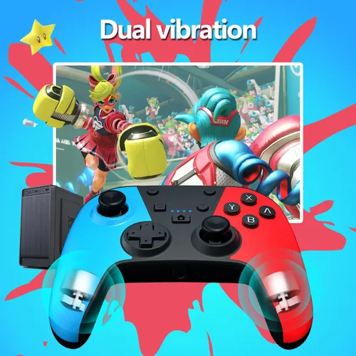 Vista 6 de Controlador de interruptor para Nintendo Switch, controlador Switch Pro para interruptor inalámbricoSwitch Lite remoto con doble vibración, eje