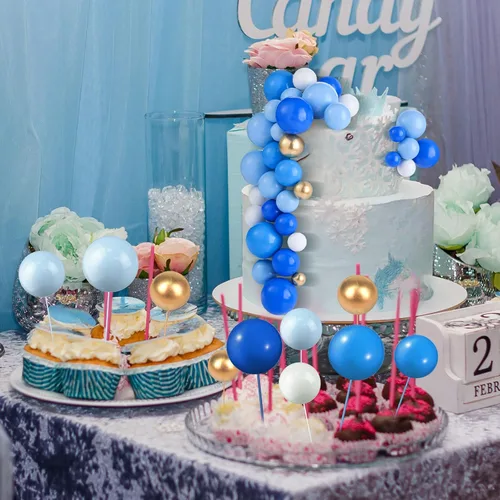 Vista 5 de 108 piezas de decoración de bolas para tartas, decoración de cupcakes, globos de espuma para tartas de bricolaje para bodas, aniversarios, blanco