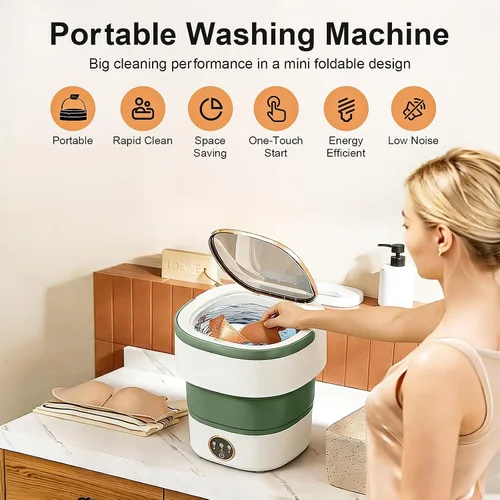 Vista 2 de Lavadora portátil – Mini lavadora plegable de 22 litros con cesta giratoria, 3 modos de limpieza y limpieza profunda para ropa pequeña, lavandería
