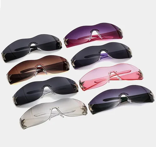 Vista 7 de Ibeauti Paquete de 24 gafas de sol Y2K Star sin montura envolventes futuristas ovaladas de una pieza para hombres y mujeres