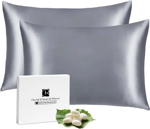 Vista 22 de Ravmix Fundas de almohada de seda con cremallera, de seda de morera de 21 momme para la salud del cabello y la piel, funda de almohada suave, lisa