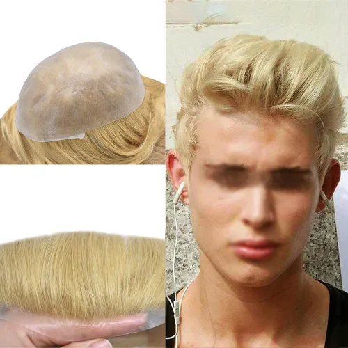 Vista 33 de Toupee - Sistema de reemplazo de cabello humano 100% europeo Remy, 0.002 in, piel ultrafina, pelo de poliuretano para hombre, línea capilar en V