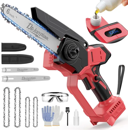 Vista 10 de Mini motosierra inalámbrica compatible con batería Dewalt de 20 V máximo, motosierra eléctrica pequeña de 6 y 8 pulgadas, sin escobillas, engrasador
