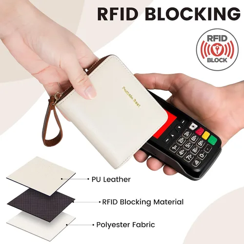 Vista 4 de Pomelo Best Cartera pequeña para mujer de cuero con bloqueo RFID 2025