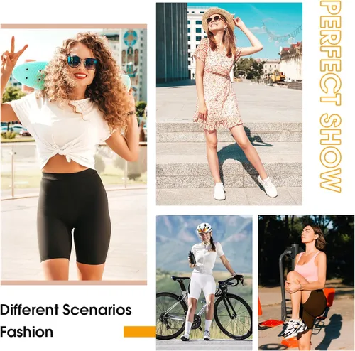 Vista 5 de Yeblues Pantalones cortos para debajo de los vestidos para mujer, paquete de 3 pantalones cortos antirozaduras, pantalones cortos refrescantes