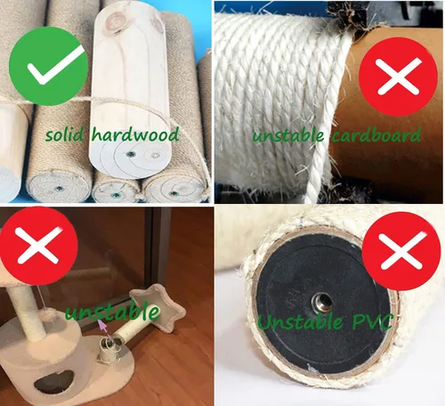 Vista 5 de Poste rascador de madera natural de 24 pulgadas para rascador de gato, pieza de repuesto para rascador de escalada en torre, grande, 3.54 pulgadas