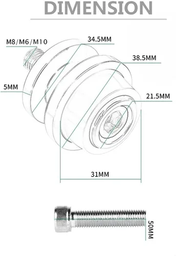 Vista 2 de Tornillo de soporte de aluminio CNC de 0.315 in para motocicleta Swingarm Slider Carretes para Suzuki TU250X 2009-2017 2016 2015 2014 2013 2012 Negro