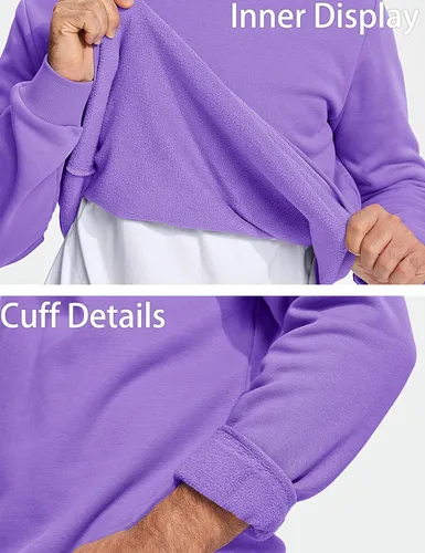 Vista 86 de MAGCOMSEN Sudadera de cuello redondo para hombre de manga larga casual cálida de forro polar