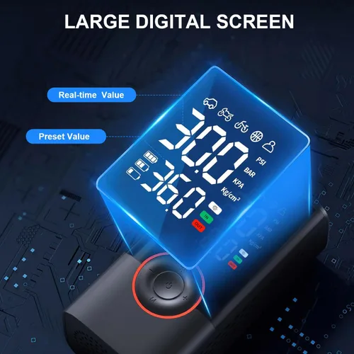 Vista 5 de COOLMAN Inflador de neumáticos, compresor de aire portátil, bomba eléctrica inalámbrica de 150 PSI, inflador de neumáticos portátil con medidor