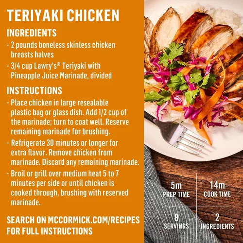 Vista 9 de Lawry's Teriyaki con adobo de jugo de piña, 12 fl oz