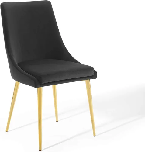 Vista 23 de Modway Viscount Performance - Sillas de comedor de terciopelo, juego de 2, color dorado marfil