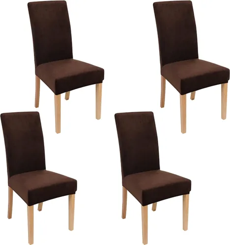Vista 12 de smiry - Fundas para sillas de comedor de terciopelo elástico y suave, extraíbles, Terciopelo, Beige