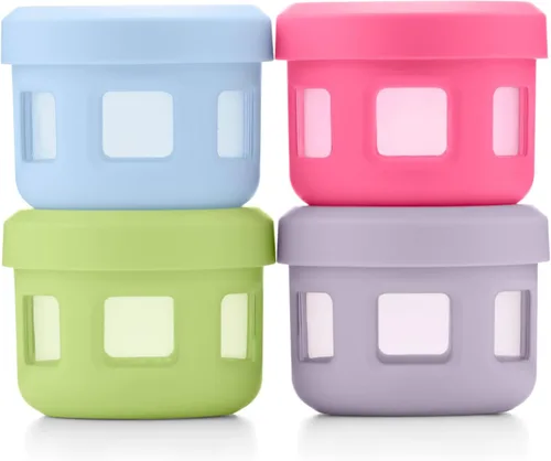 Vista 10 de Ello 4oz Reusable Plastic Condiment Containers with Lids, 6 Pack,Sugar Rush