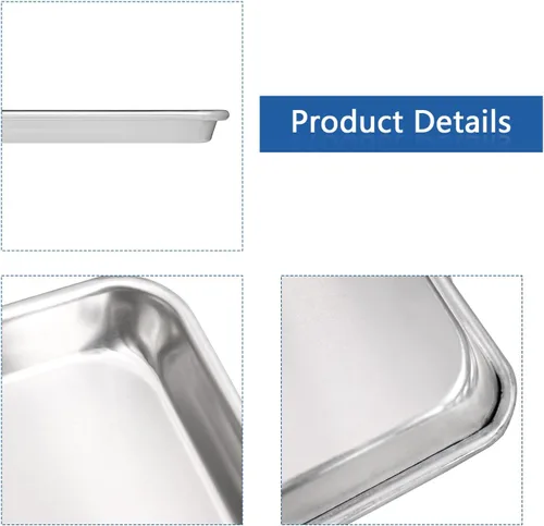 Vista 5 de HARDURA - Bandeja de aluminio para hornear de 18 pulgadas de largo x 13 pulgadas de ancho x 1 pulgadas de alto, 12 paquetes, para horno en panadería