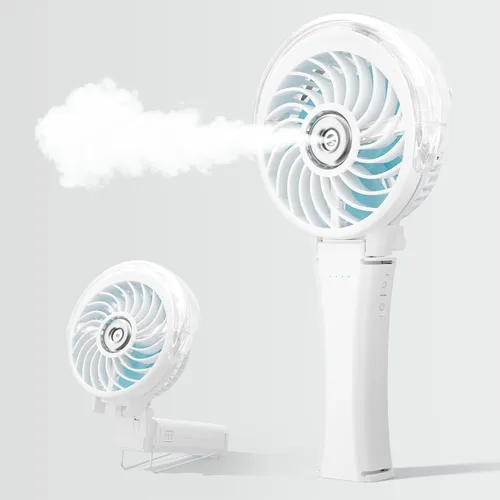 Vista 12 de HandFan Ventilador de nebulización portátil mejorado, ventilador de niebla personal recargable, ventiladores de niebla de agua en aerosol, mini Beige