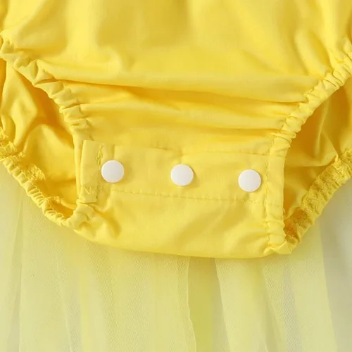 Vista 6 de AWIBMK Disfraz de platija para niñas pequeñas, color amarillo brillante, tutú de lentejuelas con diadema, disfraz de sirena para Halloween, cosplay