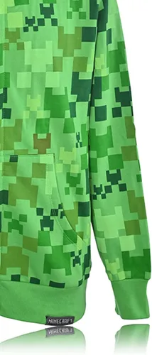 Vista 6 de Minecraft Sudadera con capucha para niños, diseño de cara de enredadera negra y verde, sudadera
