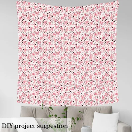 Vista 3 de Tela con Patrón de Ajolote Rosa por Yarda Estilo de Dibujos Animados Encantadora Tela de Vida Silvestre para Niños Adolescentes Flores Hojas Lindo