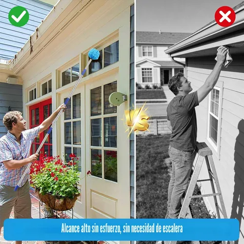 Vista 5 de Plumero, Plumero de Telaraña con Palo Extensible, Cabeza de Cerdas Medias Rígidas para Telarañas y Palo de Acero Inoxidable de 6 Pies
