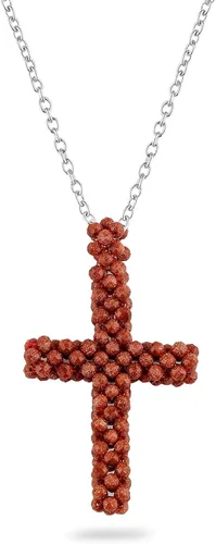 Vista 6 de Collar con colgante de ganchillo crucifijo, piedras preciosas de amatista natural, joyería hecha a mano, colgante de cristales cruzados, cadena