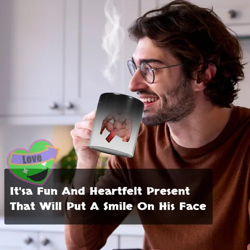 Vista 4 de Regalos divertidos para hombres, taza de café de madera de Barry, mensaje aparece mientras se calienta, regalos de elefante blanco para adultos