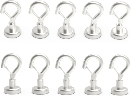 Vista 12 de Ant Mag Ganchos magnéticos negros resistentes con broche de presión de 22 libras, ganchos magnéticos fuertes, ideales para colgar en refrigerador
