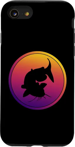 Vista 13 de iPhone 15 Synthwave Fishing Retrowave Catfish Fisherman Case