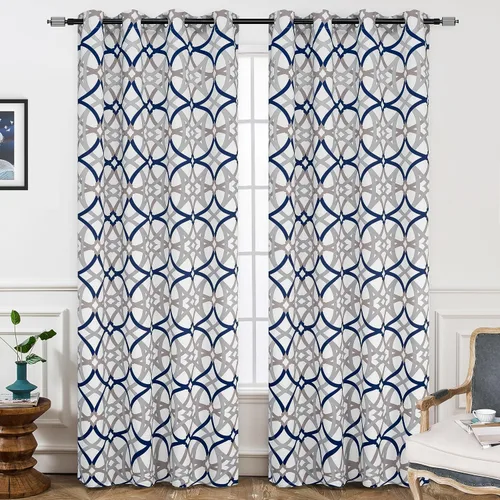 Vista 12 de Cortinas DriftAway Alexander de oscurecimiento para sala de estar, mezcla de lino con patrón, térmicas, oscurecedoras, geométricas, estilo marroquí