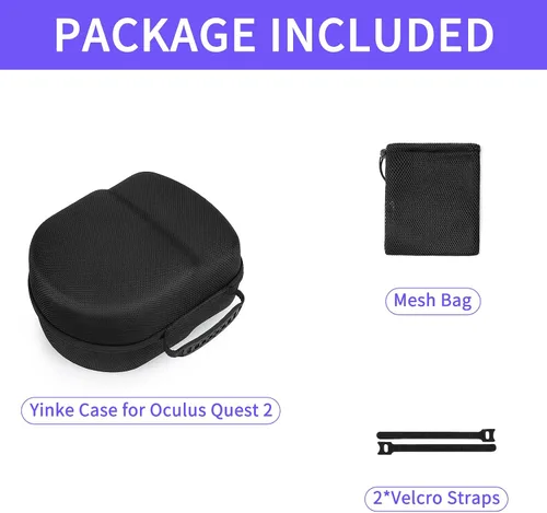 Vista 8 de YINKE Funda para Oculus Quest 2 con correa Elite, funda protectora de viaje, bolsa de almacenamiento