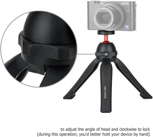Vista 4 de Mini trípode para cámara, trípode de mesa de video de mano con cabezal de bola de 360° para Sony ZV-1 RX100VII RX100 VI RX100V A7C A6100 A6300 A6400