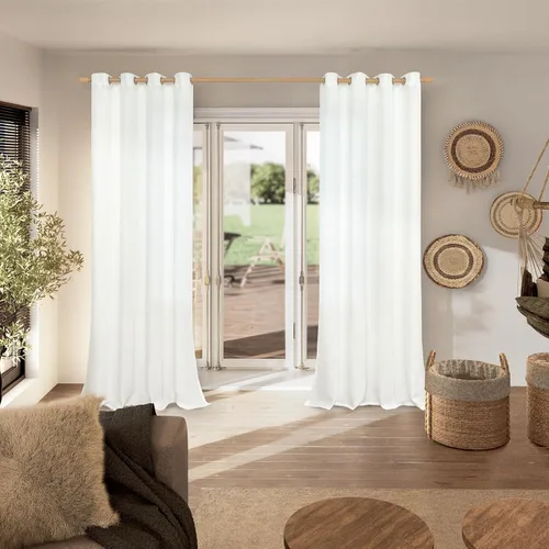 Vista 195 de BGment Cortinas de Lino Beige de 63 Pulgadas de Largo 2 Paneles - Tratamientos para Ventanas con Textura de Arpillera Filtrantes de Luz Cortinas B